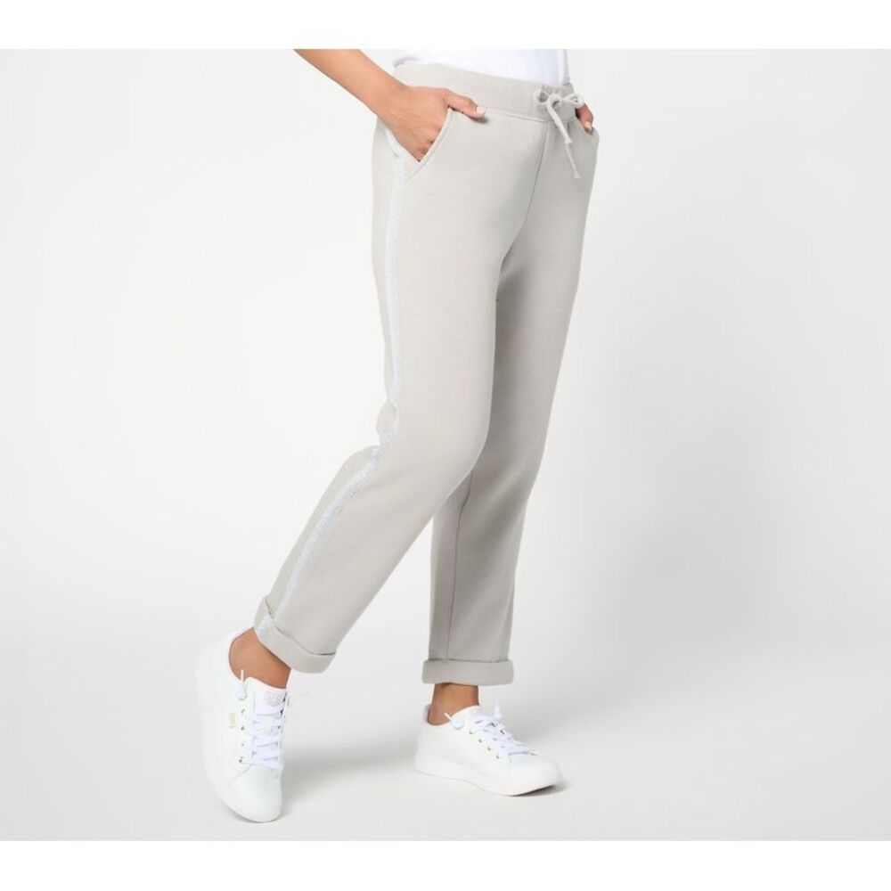 Martha Stewart Women's Plus Sz Pants 1X Signature French Terry Slim Gray